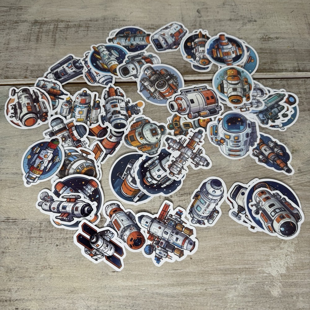 Spaceship Stickers - Cool Laptop Stickers - Water Bottle Stickers